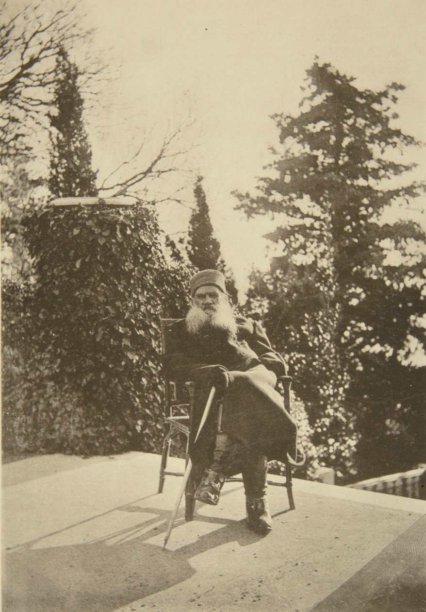 Scrittore russo Lev Tolstoj, Gaspra, Crimea, Russia, 1902 da Sophia Andreevna Tolstaya