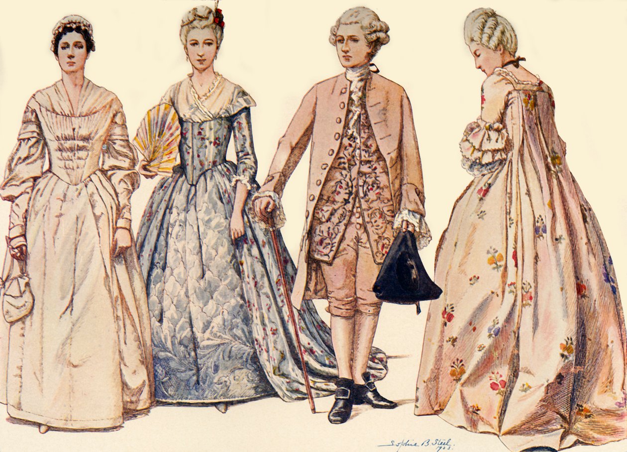Abbigliamento durante il regno di Giorgio II 1750-1760, 1903 da Sophie B. Steel