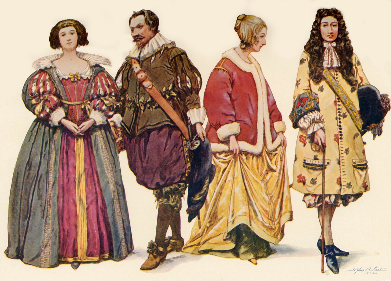 Abbigliamento durante i Regni di Carlo I e II, e Giacomo II da Sophie B. Steel
