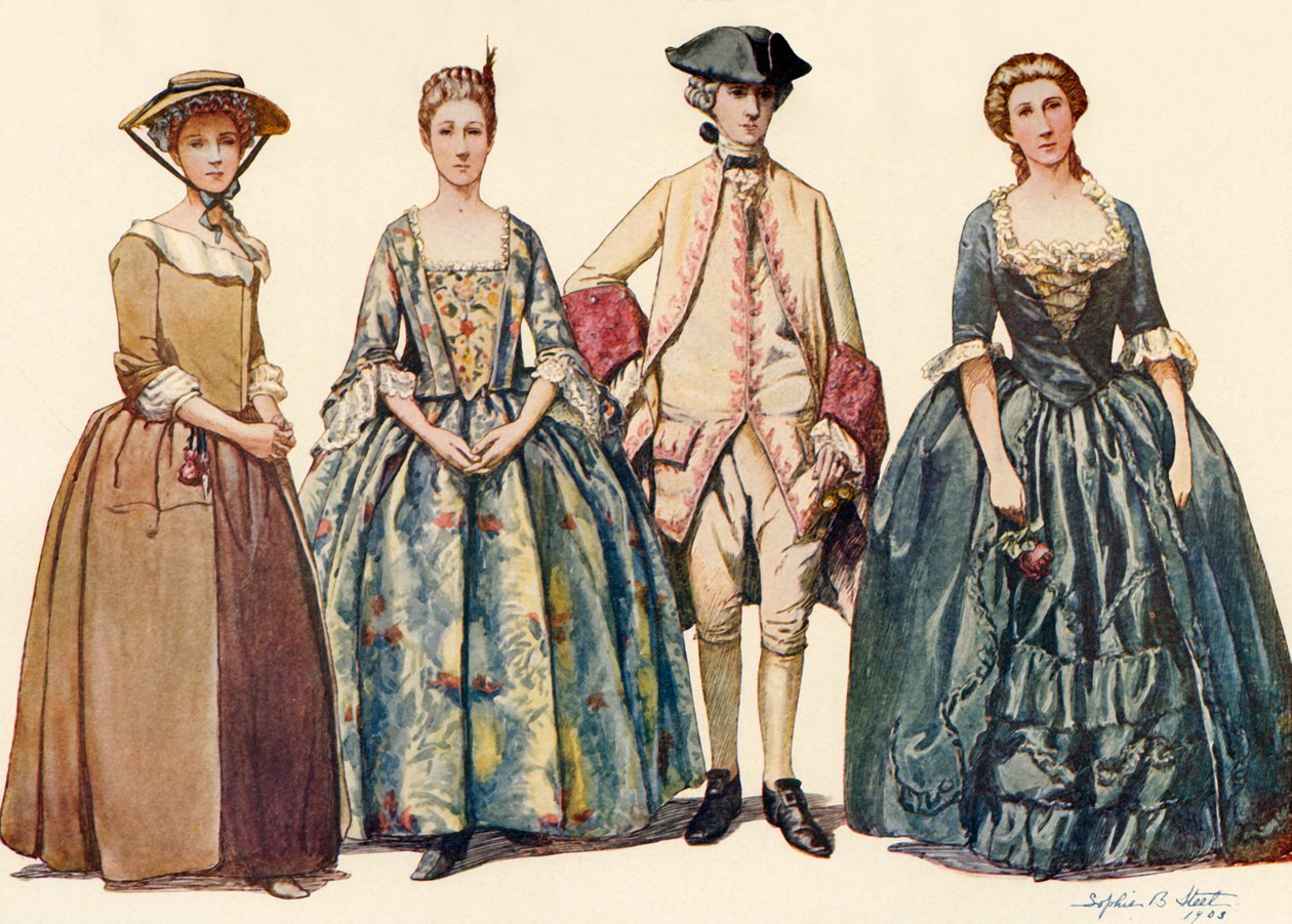 Abbigliamento durante i Regni di Giorgio I e II 1725-1745, 1903, 1937 da Sophie B. Steel