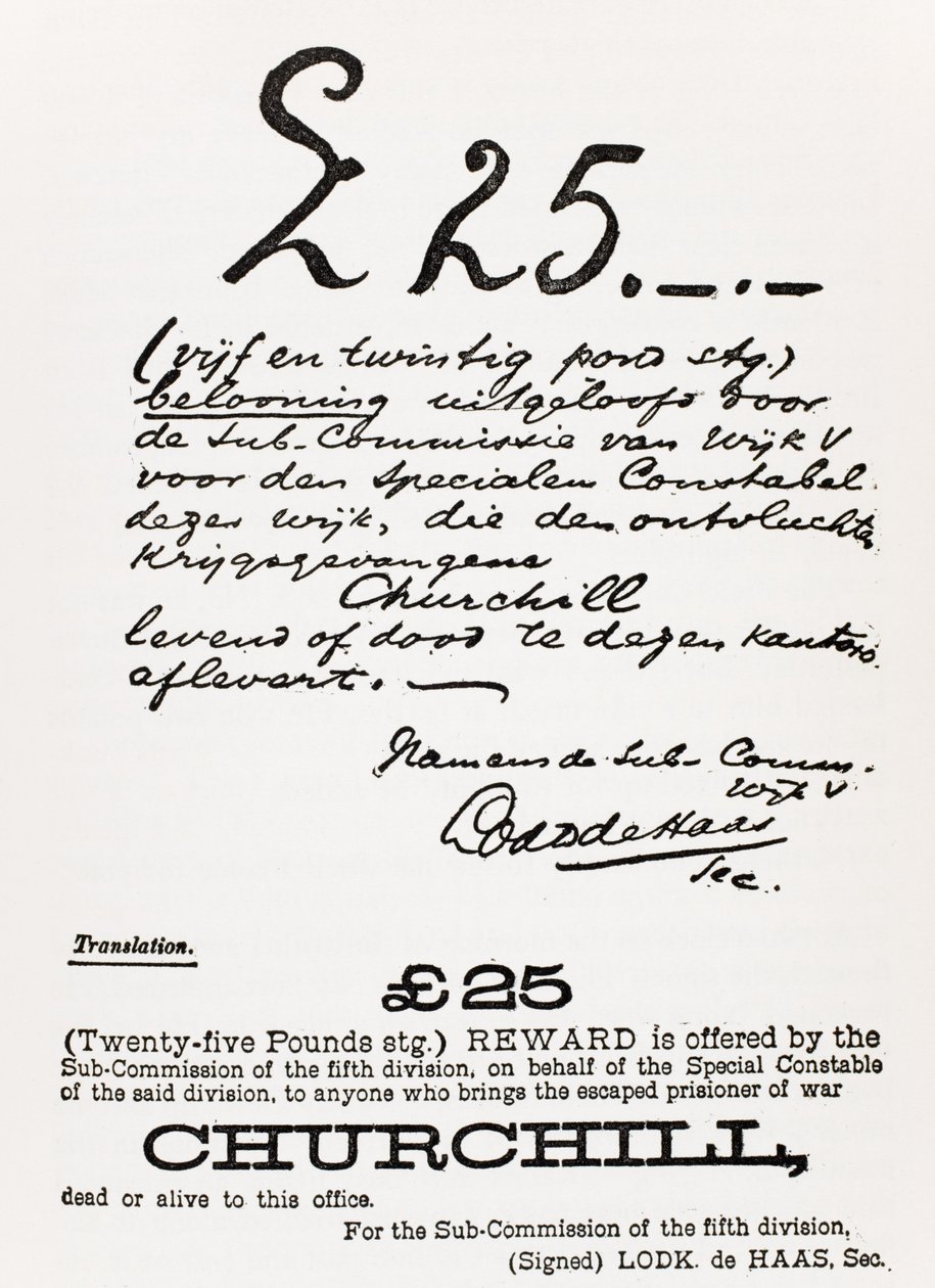 Manifesto di ricerca per il prigioniero di guerra evaso Churchill, da 