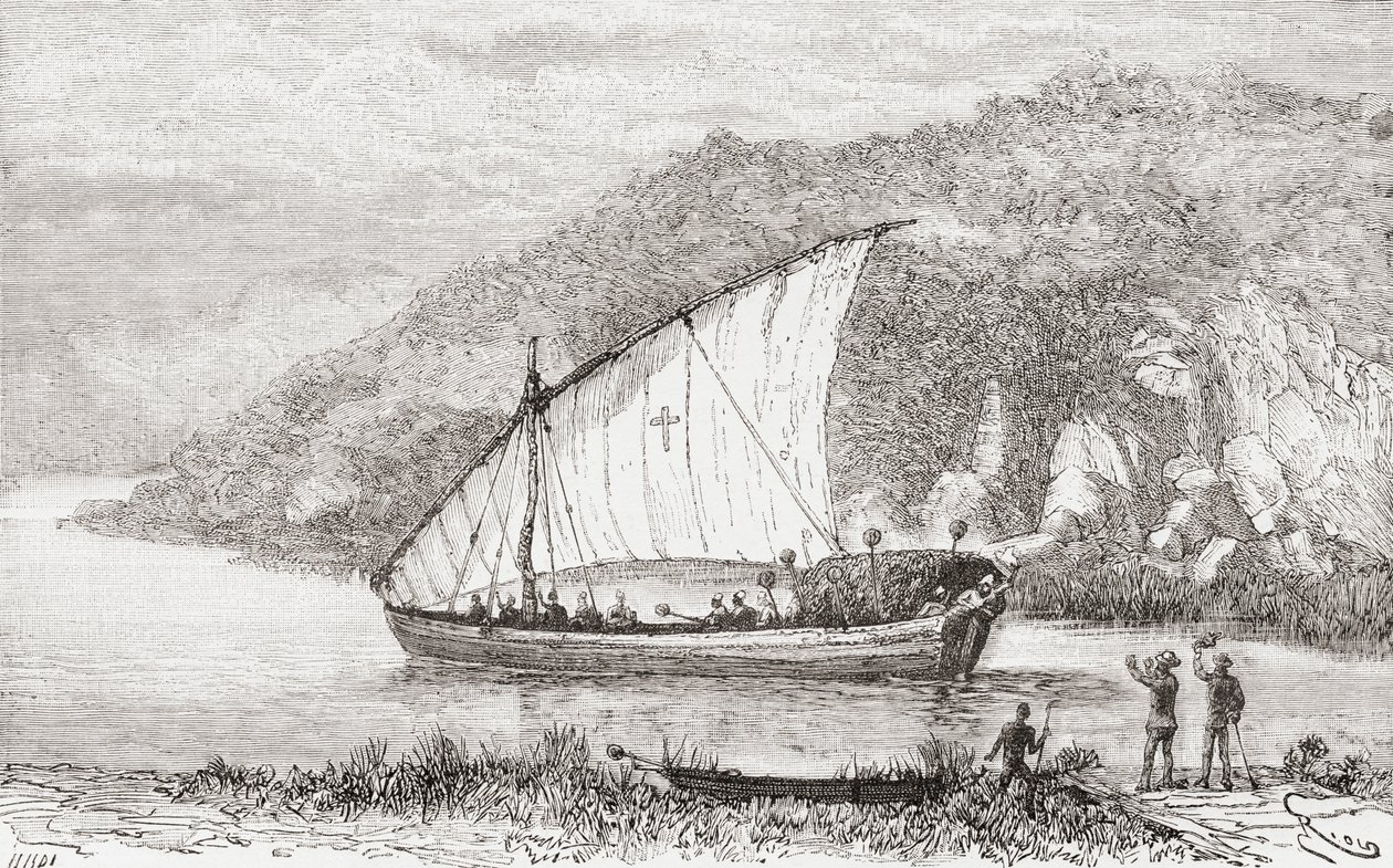 Un dhow sul fiume Congo nel XIX secolo, da 