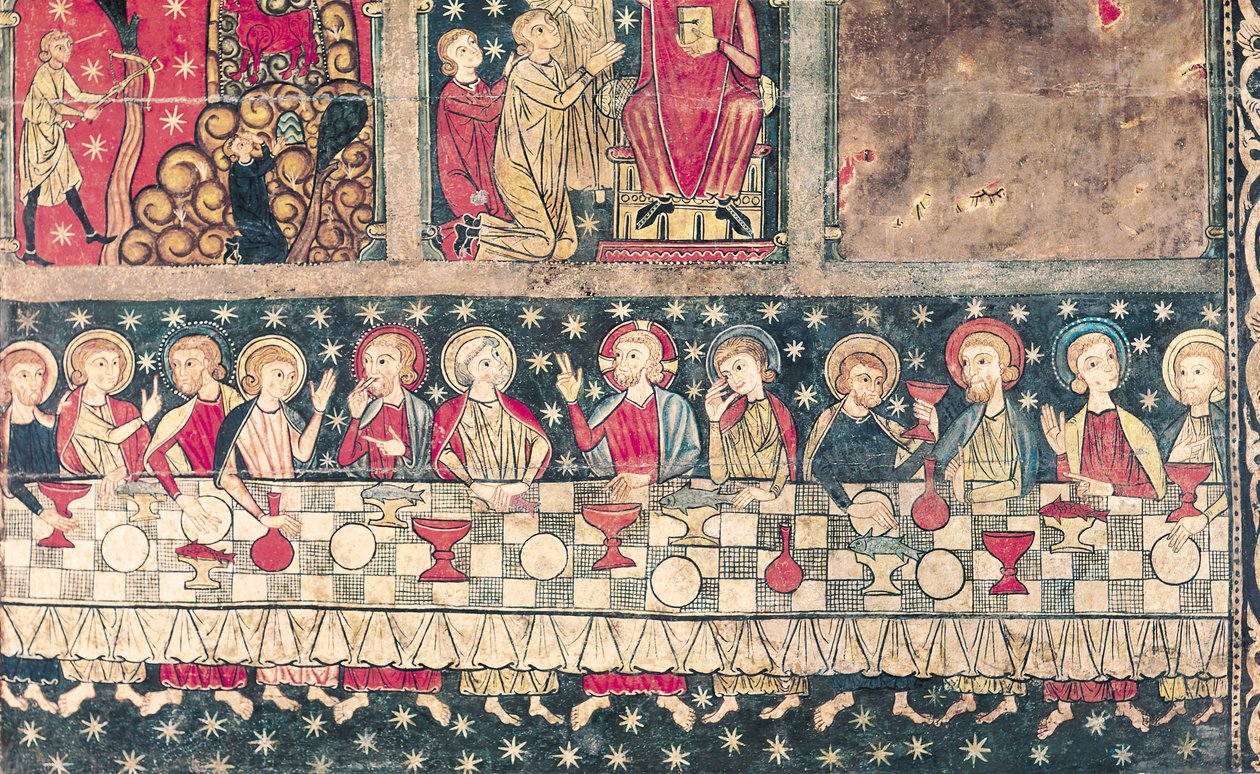Paliotto di San Michele, dalla Chiesa di Sant Miquel, Siguerola (tempera su tavola) (dettaglio) da Spanish School