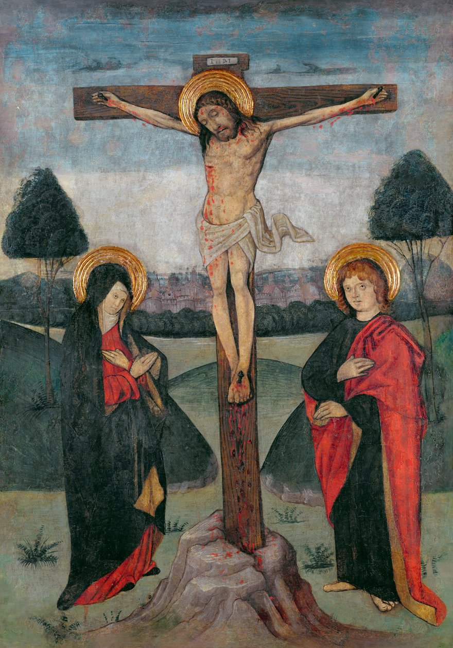Cristo sulla Croce tra la Vergine e San Giovanni (tempera su tavola) da Spanish School