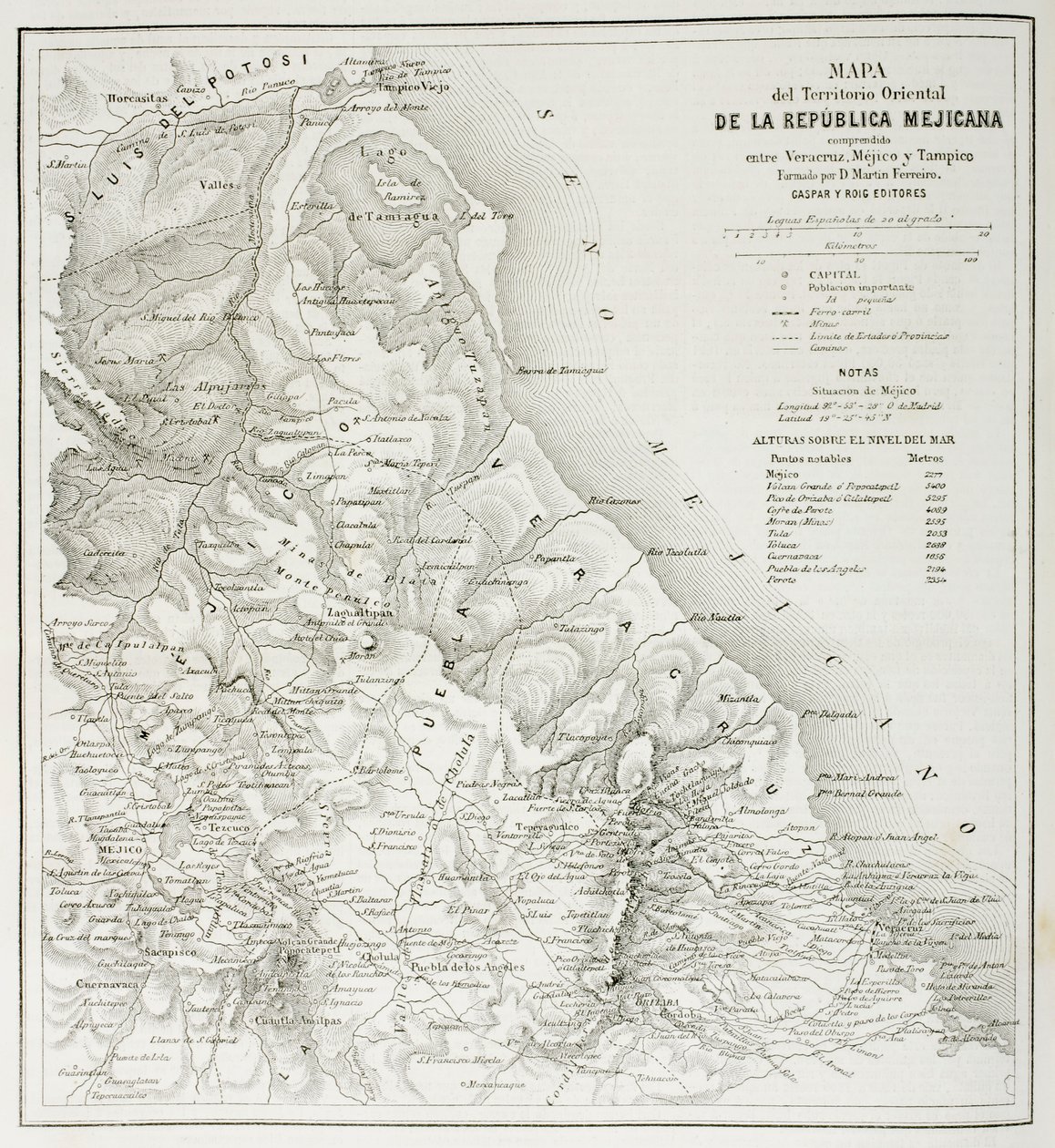 Mappa dei territori orientali della Repubblica del Messico come erano nel 1862, da 