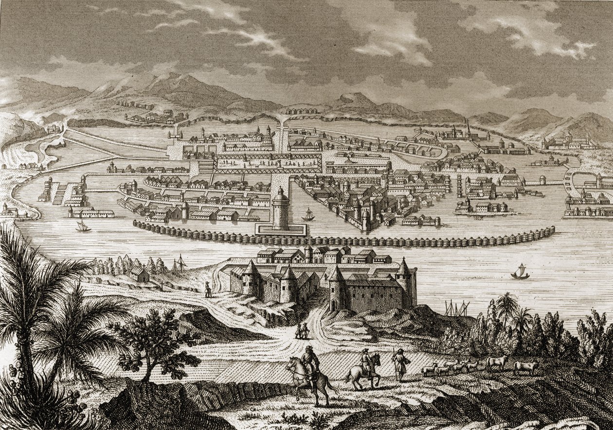 Città del Messico al tempo della conquista spagnola (1519-35) da Spanish School
