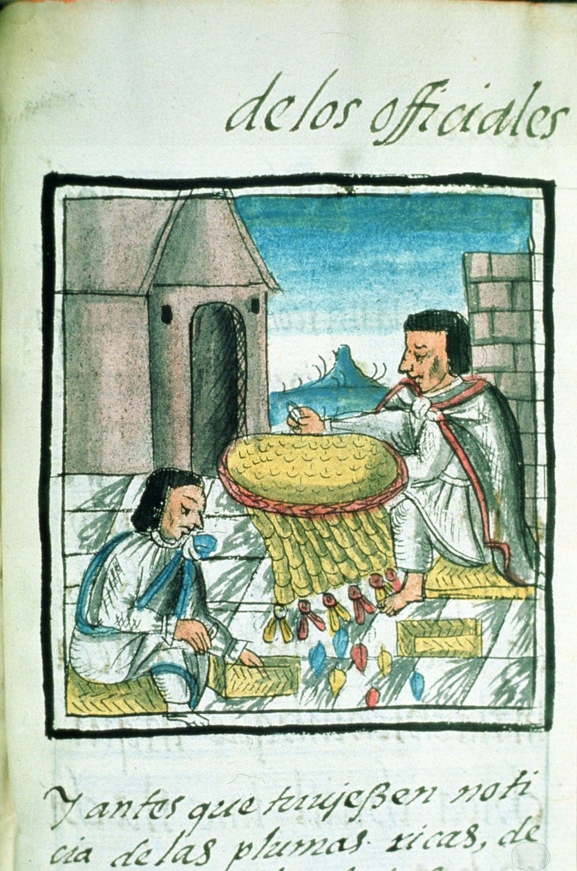 Ms Palat. 218-220 Libro IX Artigiani di piume aztechi al lavoro, dal 