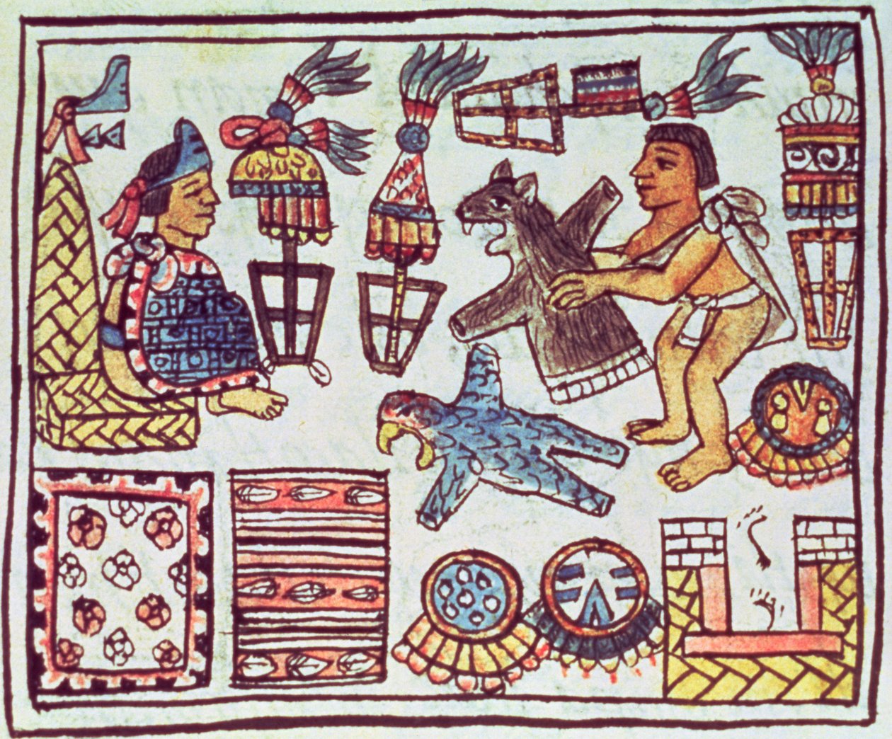 Ms Palat. 218-220 Libro IX Montezuma II (1466-1520) riceve tributi, dal 