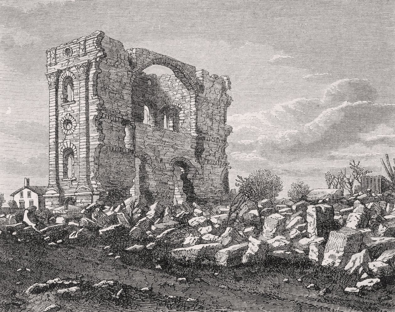 Rovine del Tempio Mormone, Nauvoo, Illinois, negli anni 1850, da 