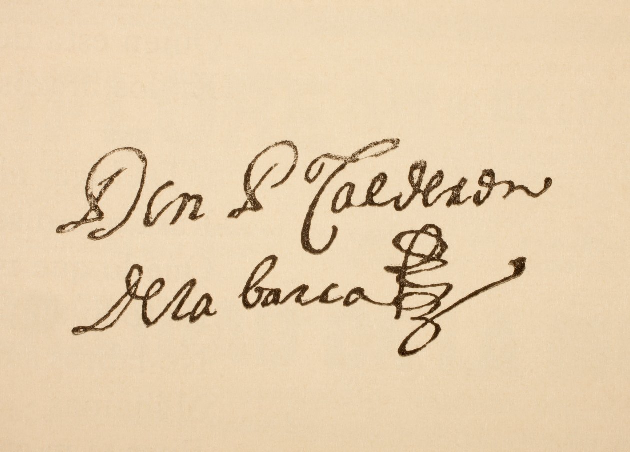 Firma del drammaturgo spagnolo Pedro Calderon de la Barca, da 