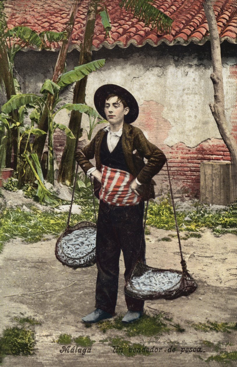 Venditore di pesce, Malaga, Spagna (foto a colori) da Spanish Photographer