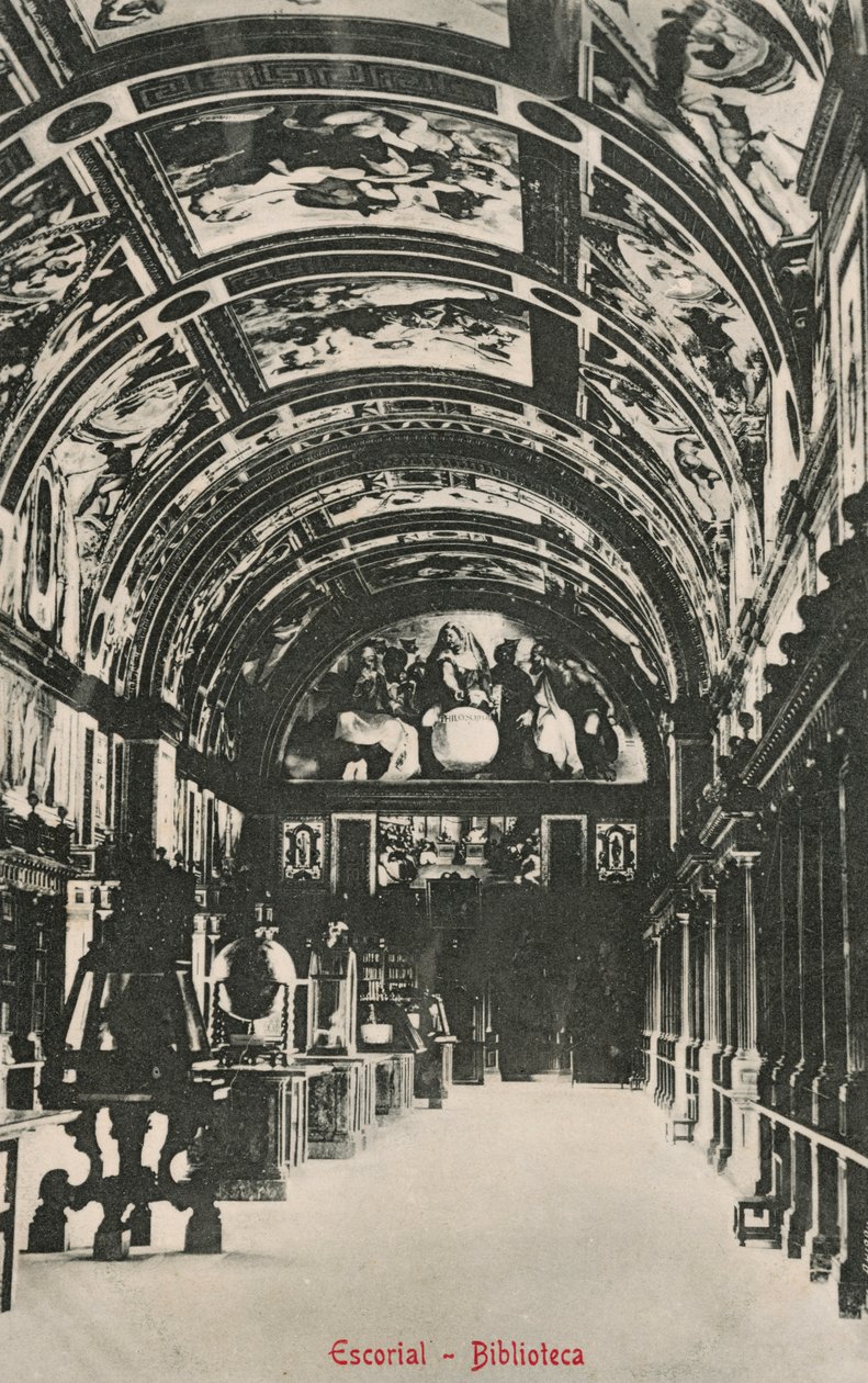 Biblioteca di El Escorial, Spagna (foto b/n) da Spanish Photographer