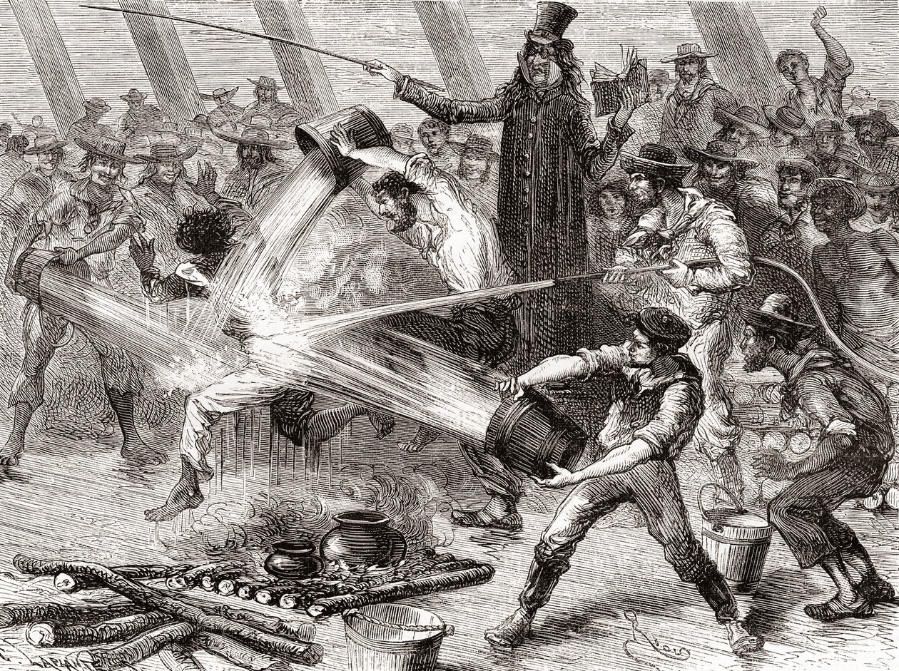 Cerimonia di attraversamento della linea a bordo del Simon Bolivar da Spanish School