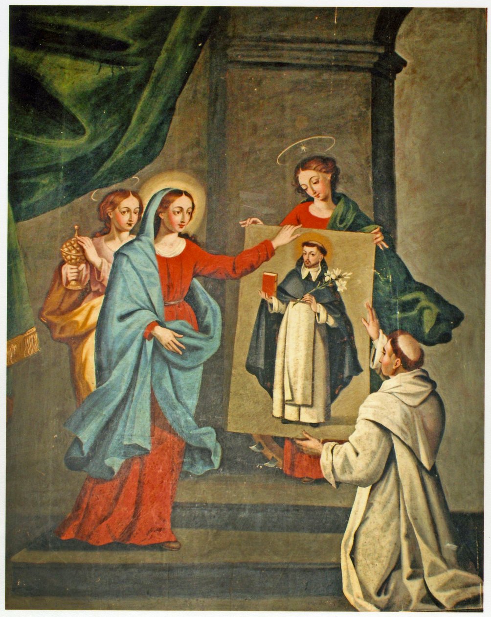 Un santo presenta un ritratto di San Domenico alla Vergine Maria da Spanish School