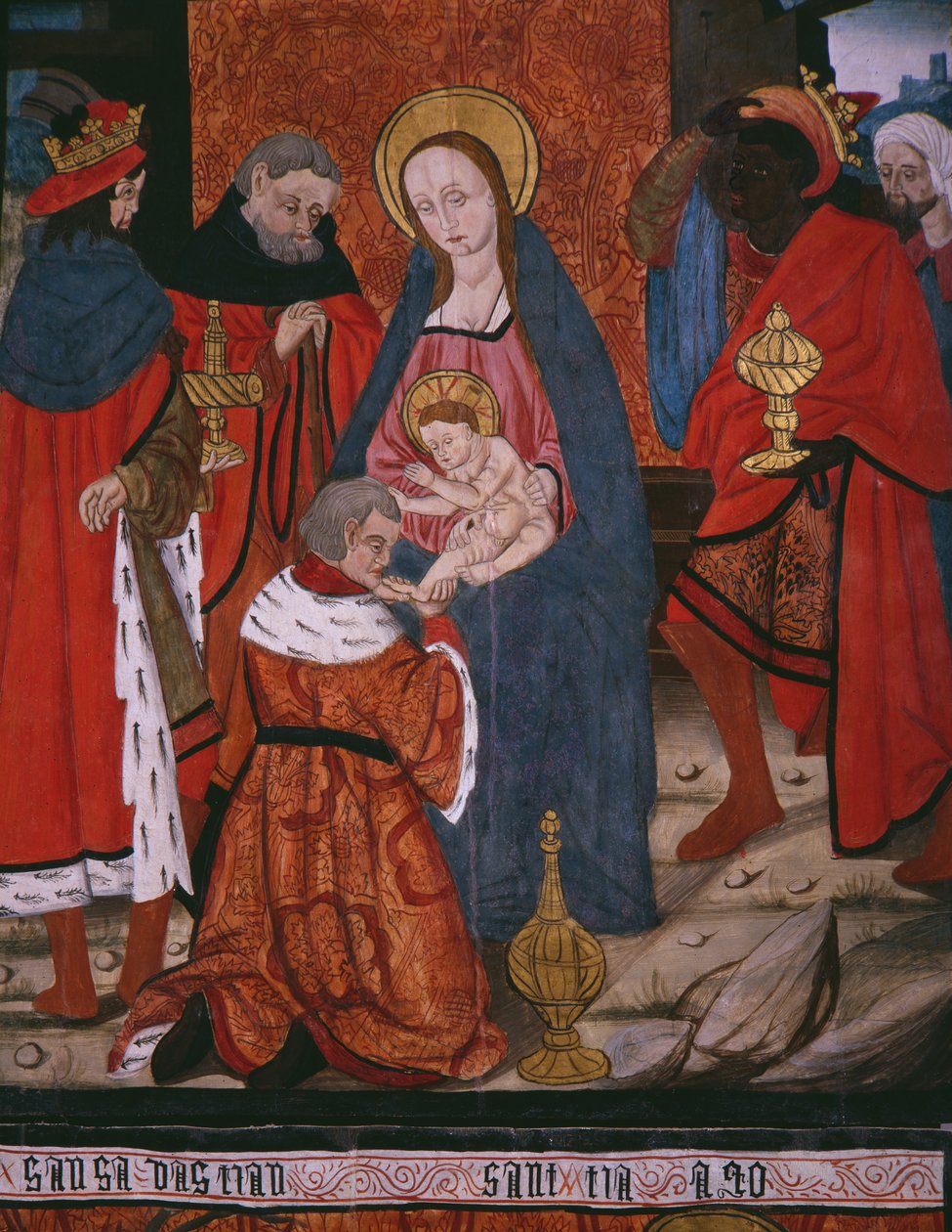 Adorazione dei Magi, pannello dalla Chiesa di San Andres di Tortura, fine 15° secolo-inizio 16° secolo da Spanish School