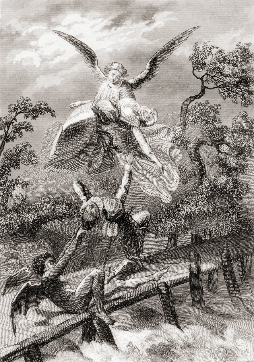 Amina viene portata via da un angelo mentre il diavolo cattura il sacrestano di Albaicin da Spanish School