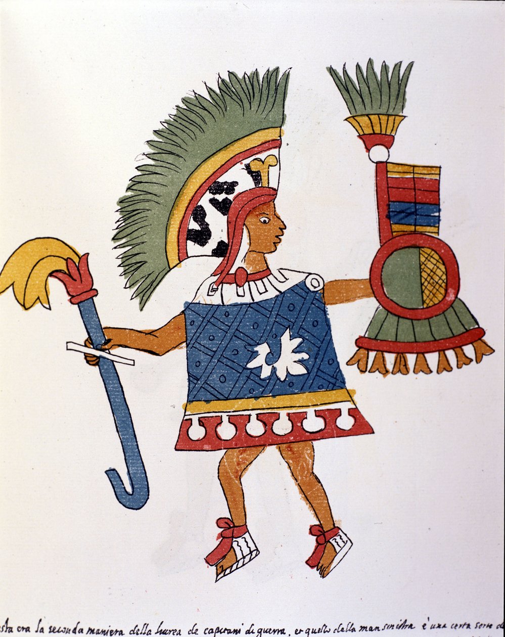 Guerriero azteco nel Codice Vaticano 3738 (Codice Vat. Rios). Facsimile del manoscritto di Pedro de los Rios, tra il 1570 e il 1589, Bibl. Vaticana da Spanish School