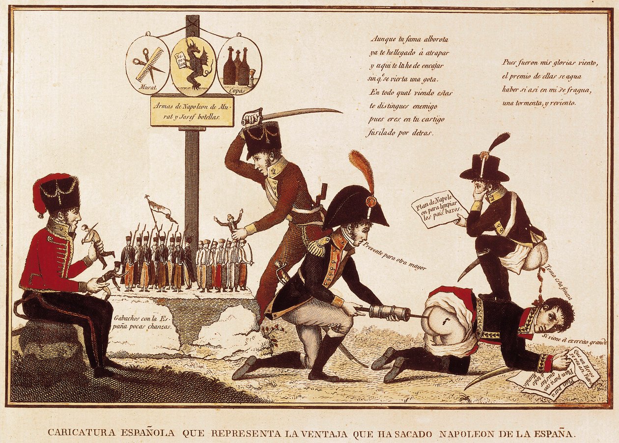 Caricatura dei benefici ottenuti da Napoleone Bonaparte (1769-1821) in Spagna da Spanish School
