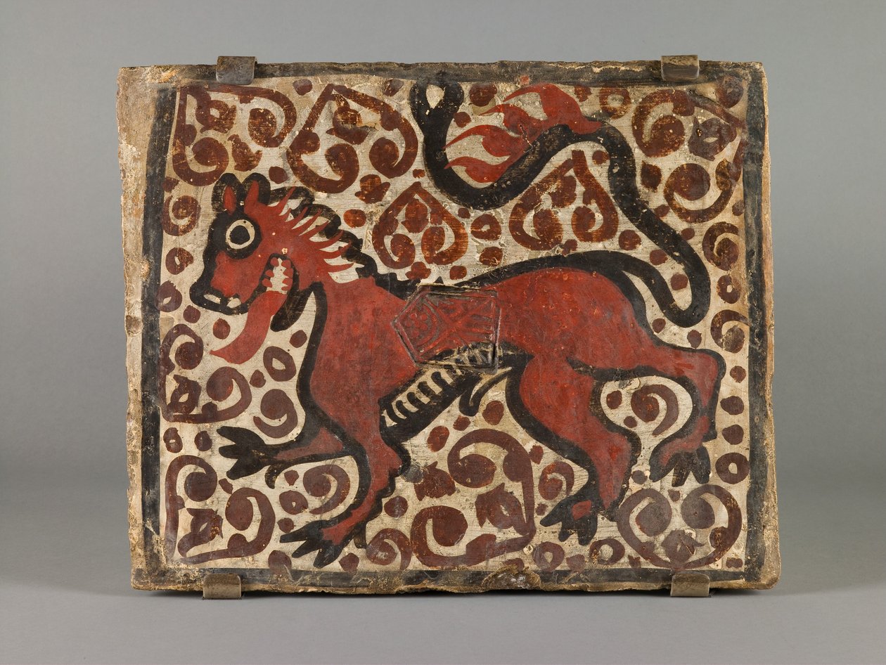 Tegola da soffitto, seconda metà del XV secolo (terracotta dipinta a scivolo) da Spanish School