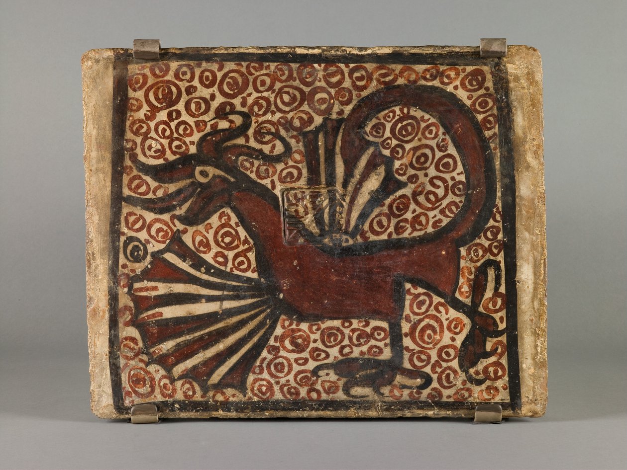Tegola da soffitto, seconda metà del XV secolo (terracotta dipinta a scivolo) da Spanish School