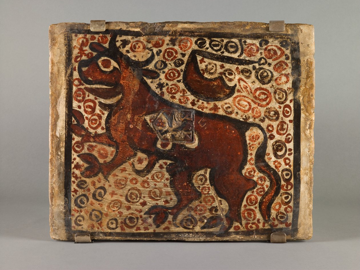 Tegola da soffitto, seconda metà del XV secolo (terracotta dipinta a scivolo) da Spanish School