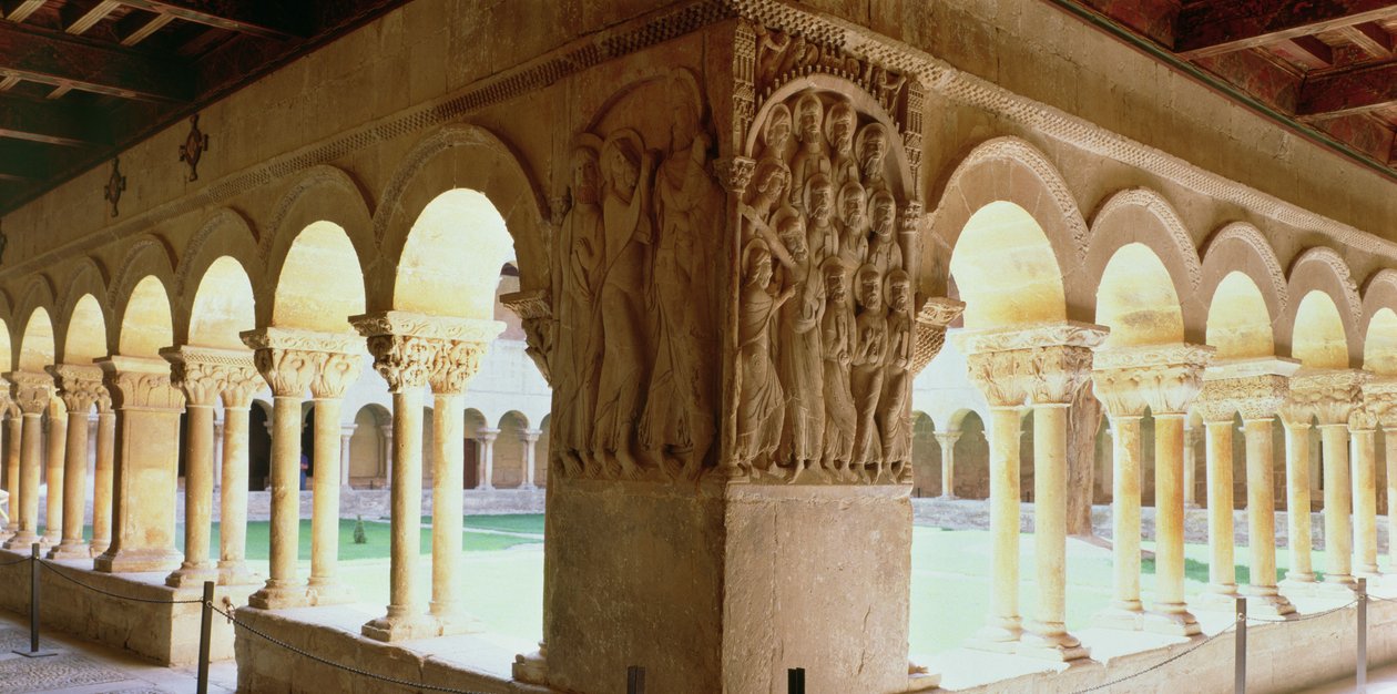 Cristo e il pellegrino di Emmaus, rilievo da un pilastro d