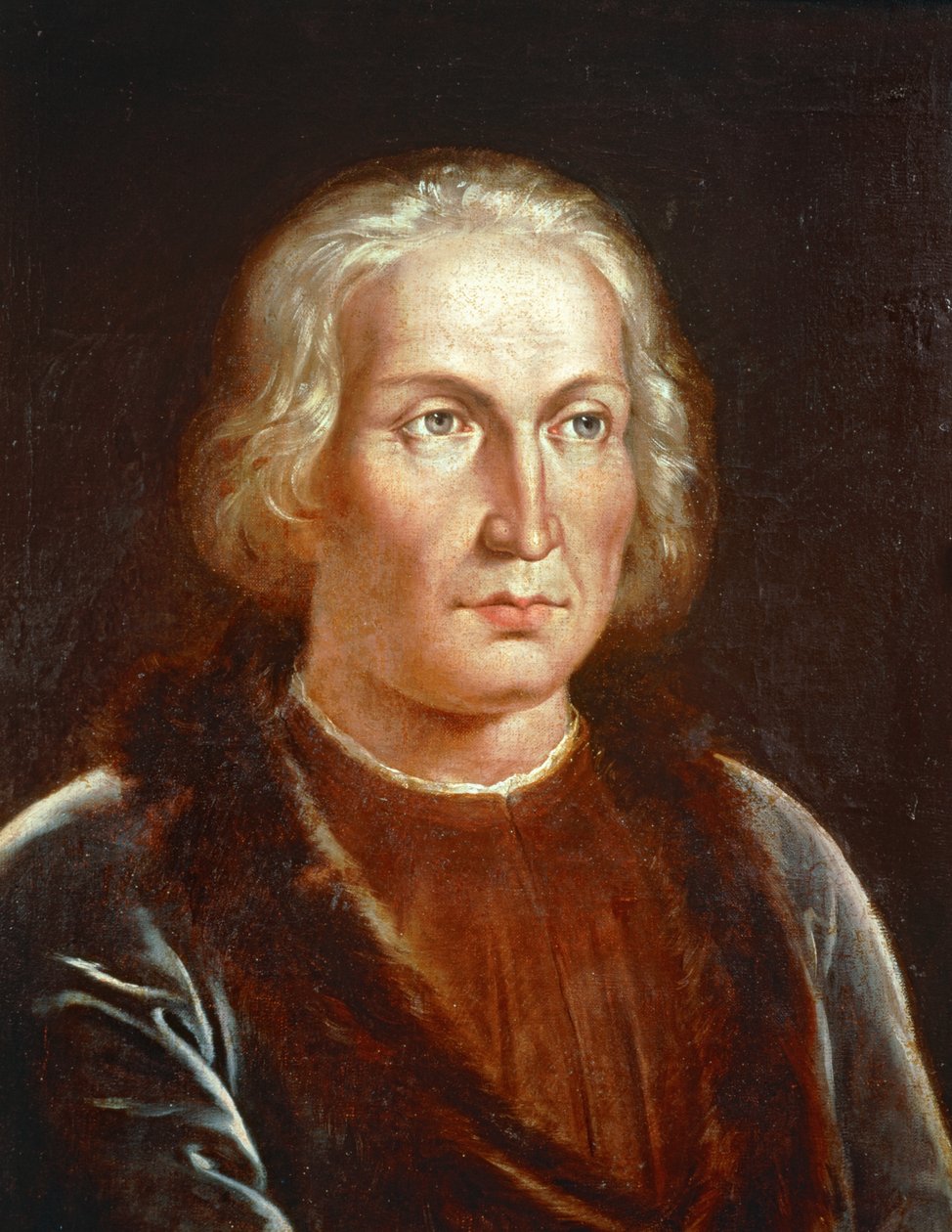 Cristoforo Colombo, scopritore... (dipinto su tela) da Spanish School