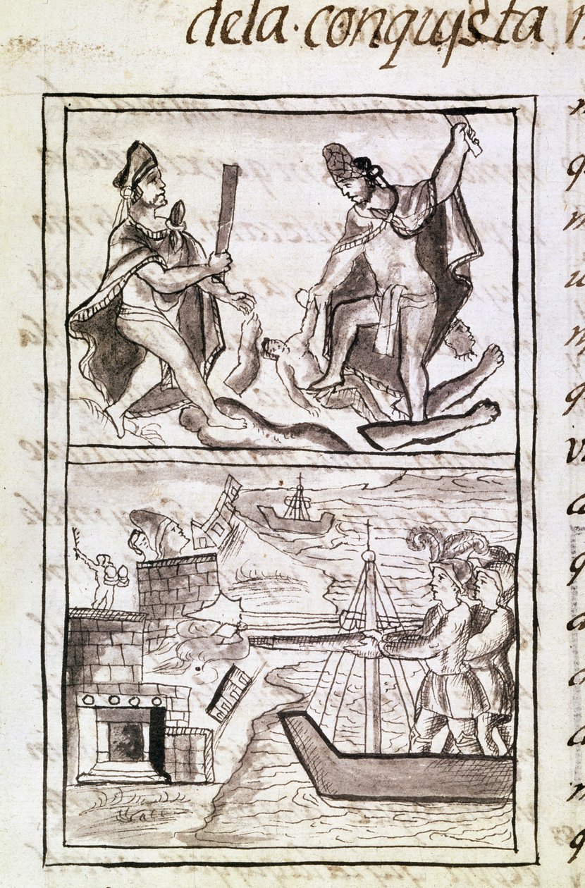 Codice della conquista del Messico: Quauhtenco e Mayenatzin puniscono i traditori da Spanish School
