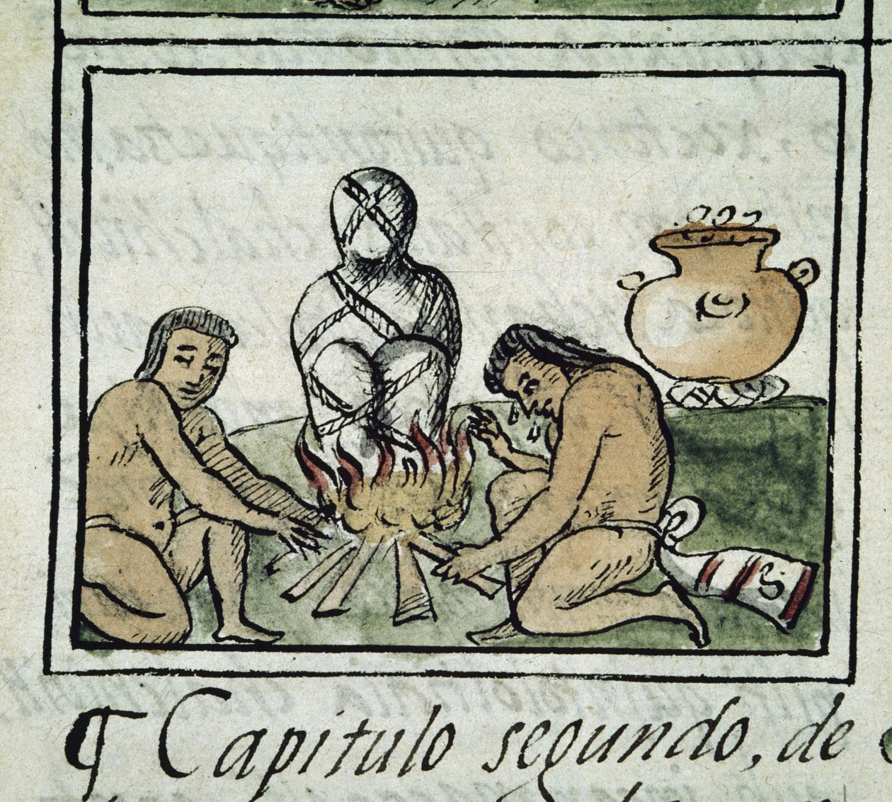 Codice della conquista del Messico: mummificazione di un corpo da Spanish School
