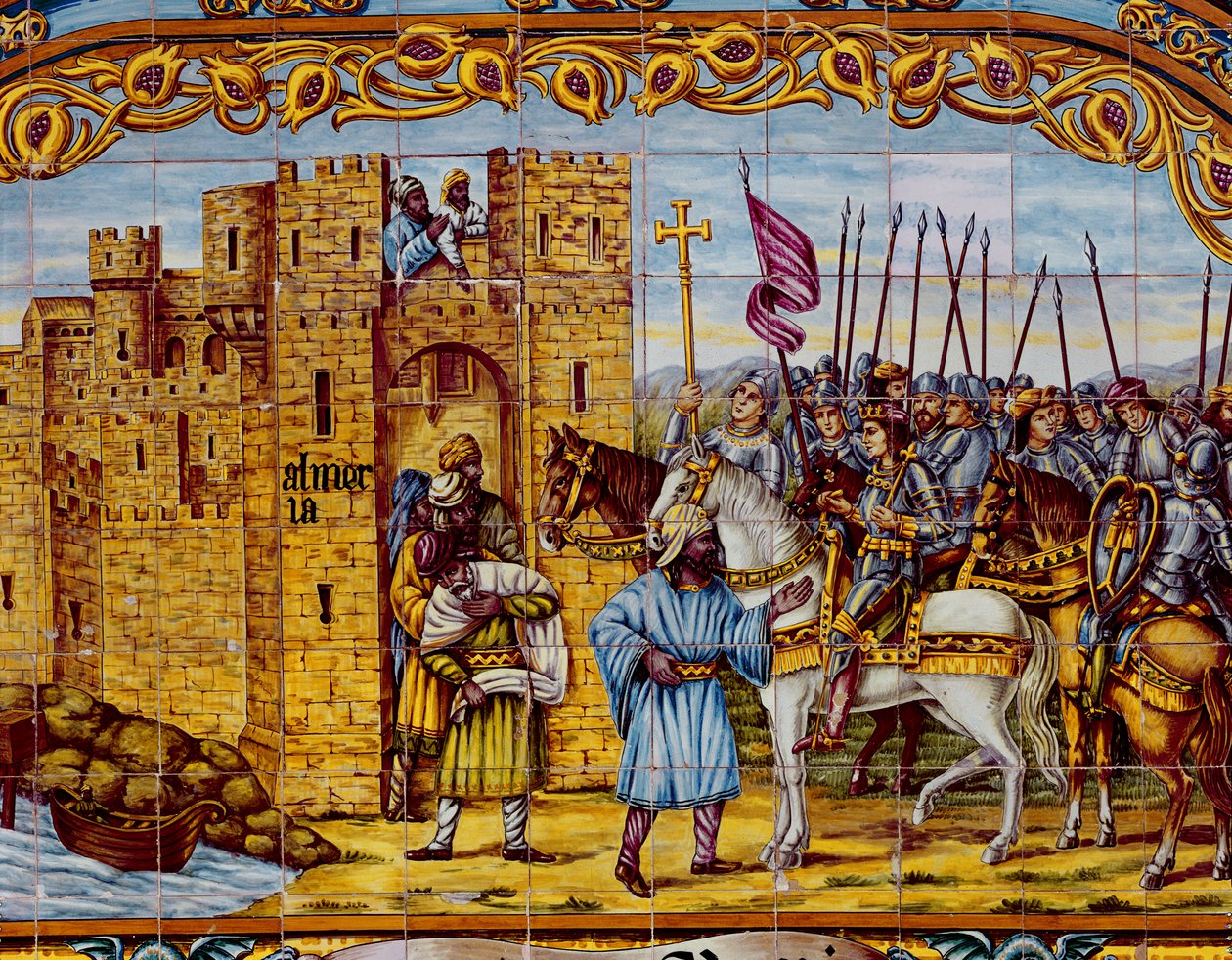 Conquista di Almeria da parte dei Re Cattolici nel 1488 (ceramica) (dettaglio) da Spanish School
