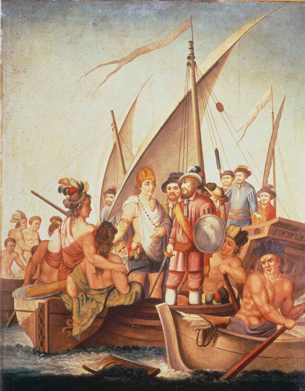 Conquista del Messico: Garcia de Holguin Cattura Guatimozin da Spanish School