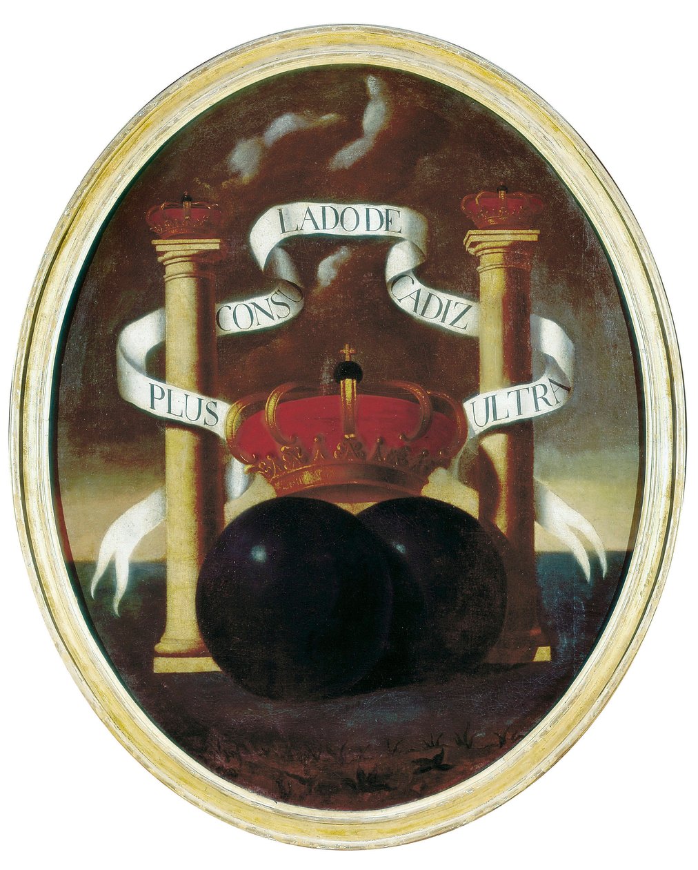 Emblema dei possedimenti transatlantici spagnoli che in seguito divenne la città di Cadice come porto franco da Spanish School