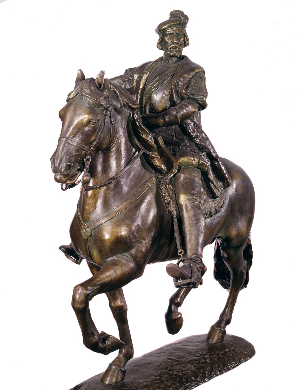 Ritratto equestre di Hernan Cortes (1485-1547), conquistador spagnolo. Scultura in bronzo anonima del XVI secolo. Museo dell