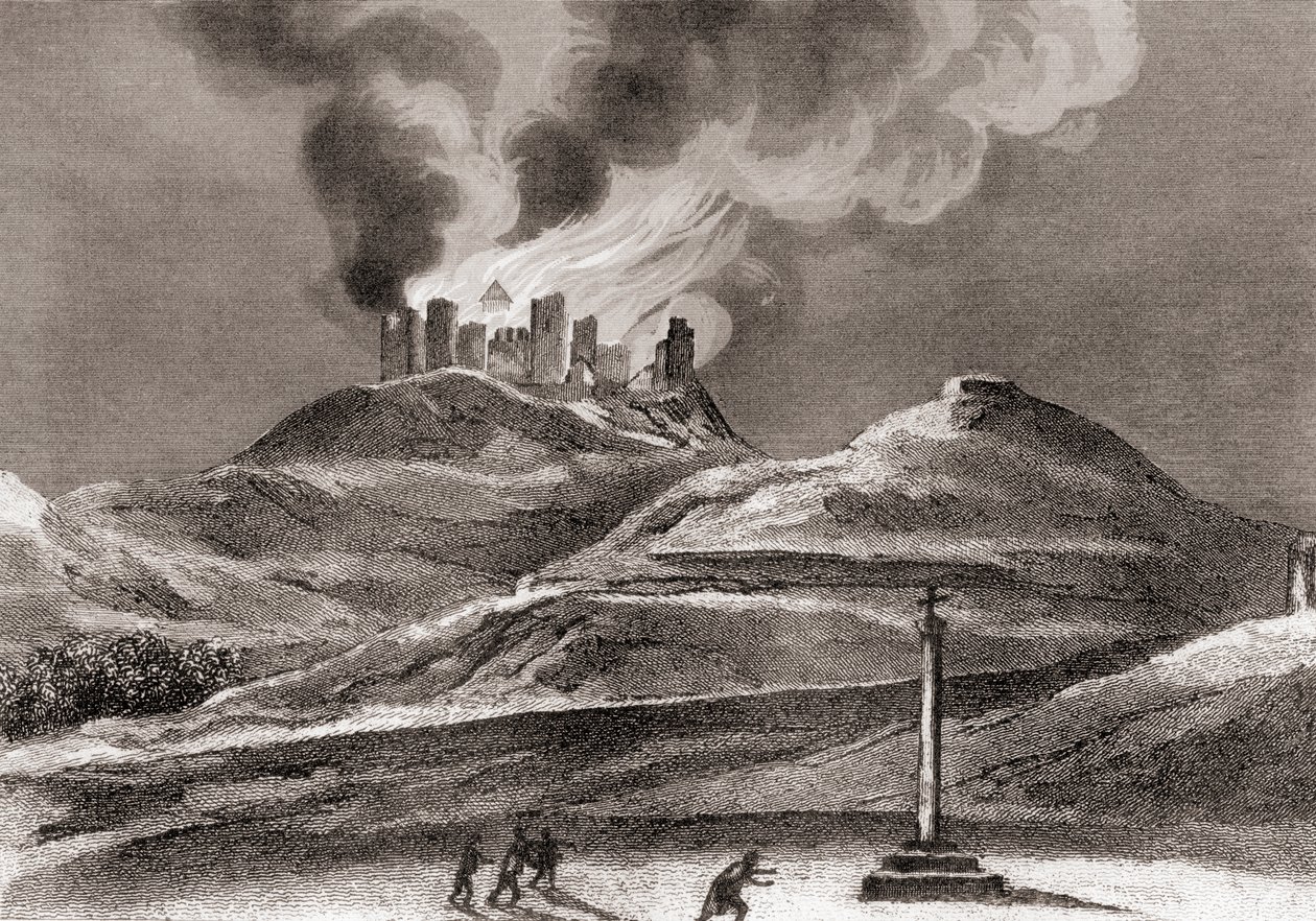 Incendio al Monastero di Montearagón, Quincena, Huesca, Spagna nel 1835 da Spanish School