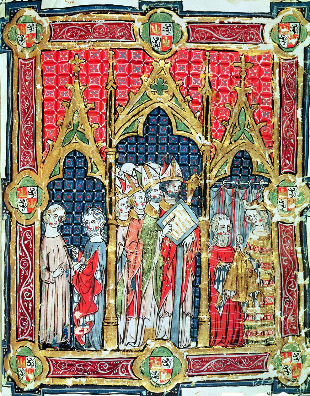 Fol.13r Incoronazione dei re di Aragona e Castiglia: Alfonso VII (1105-57) che offre pane d