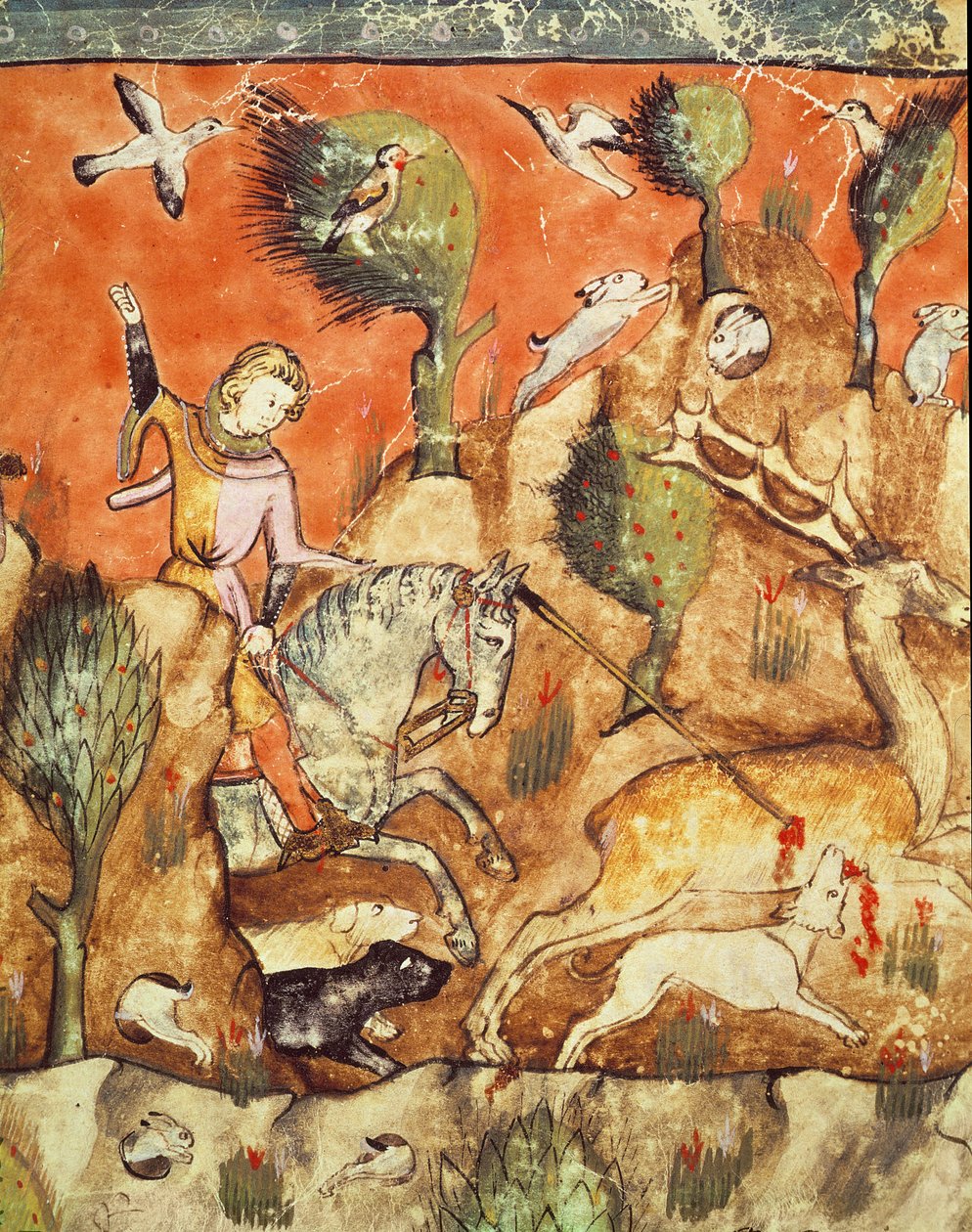 Fol.178v Un cacciatore che insegue un cervo, dal Codice Benito Santa Mora da Spanish School
