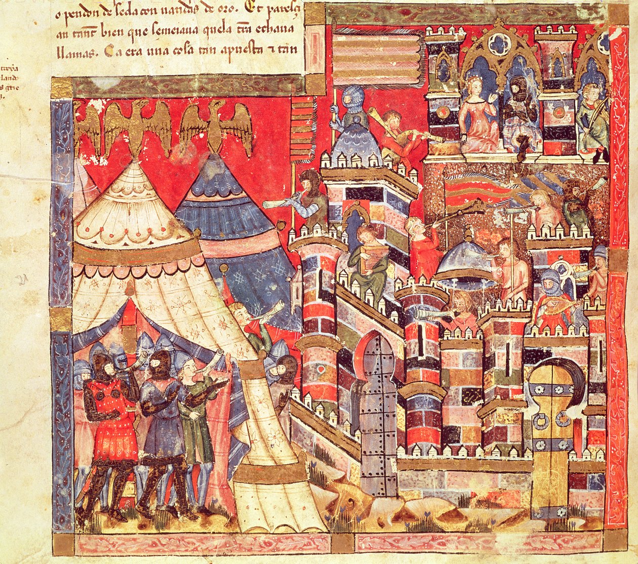 Fol.40v Il campo greco e la città di Troia, dal Codice Benito Santa Mora da Spanish School