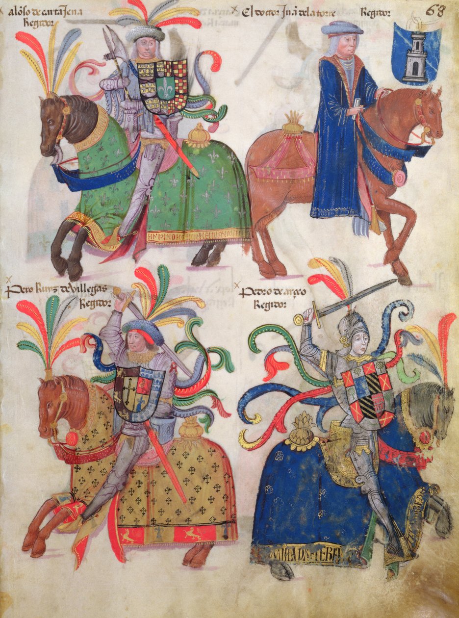 Quattro cavalieri, dal Libro de Los Caballeros de la Cofradia de Santiago da Spanish School