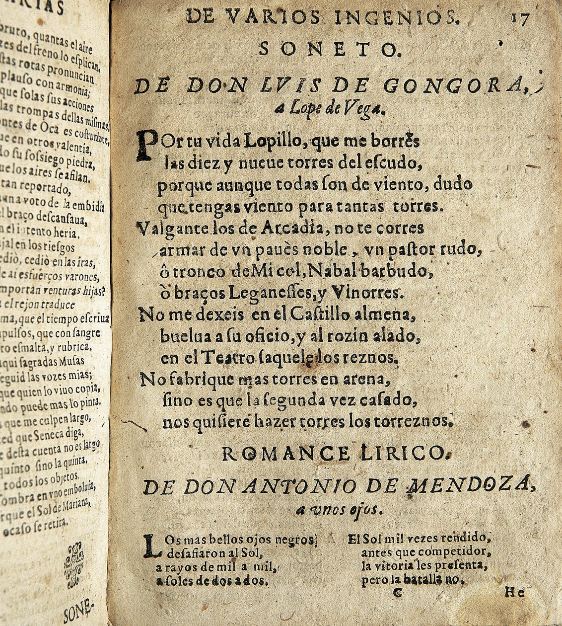 Sonetto a Lope de Vega, poesia inclusa in Poesias varias de grandes ingenios espanoles da Spanish School