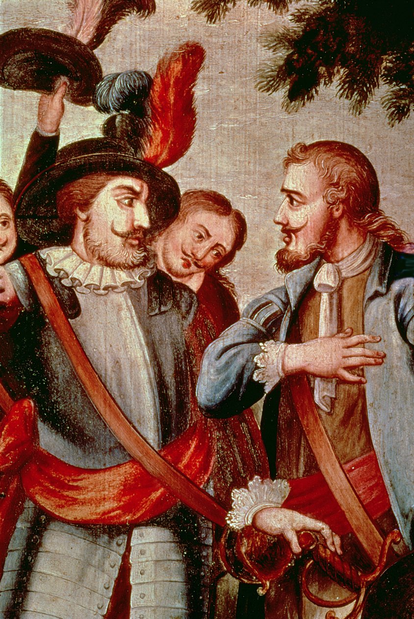 Hernando Cortes (1485-1547) e Diego di Velasquez (1465-1524) (dettaglio) da Spanish School