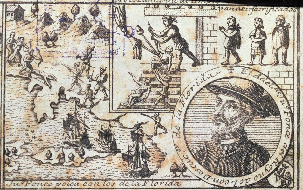 Juan Ponce combatte i nativi della Florida da Spanish School