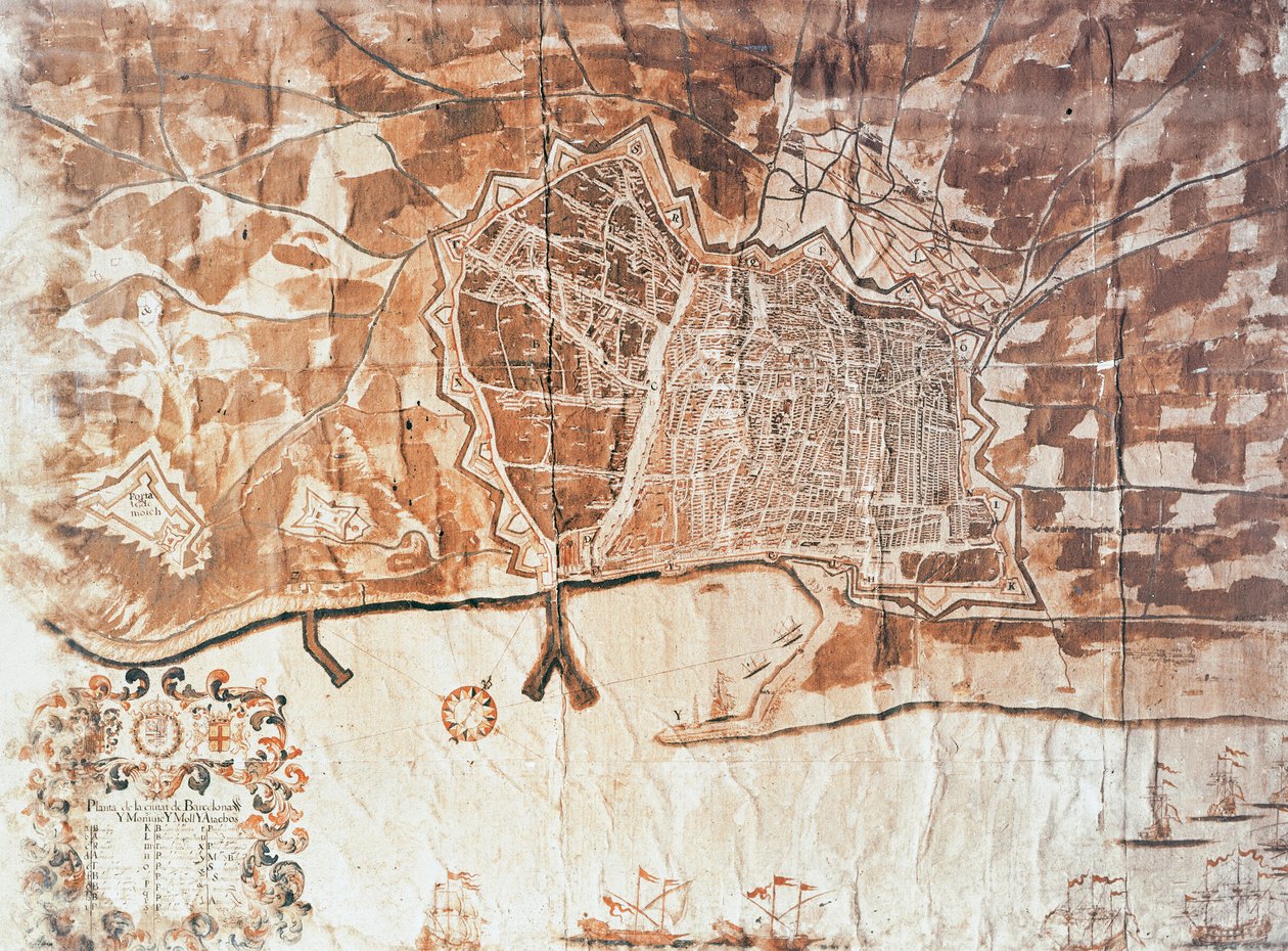 Mappa della città di Barcellona, 1697 da Spanish School