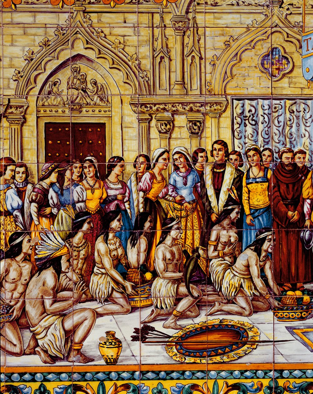 Indigeni americani portati al seguito di Colombo in Spagna nel 1492 da Spanish School