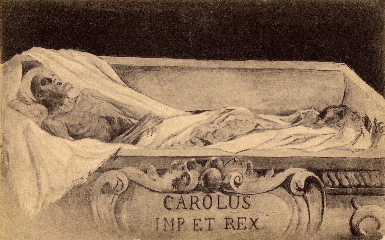 Cartolina della mummia di Carlo V nell