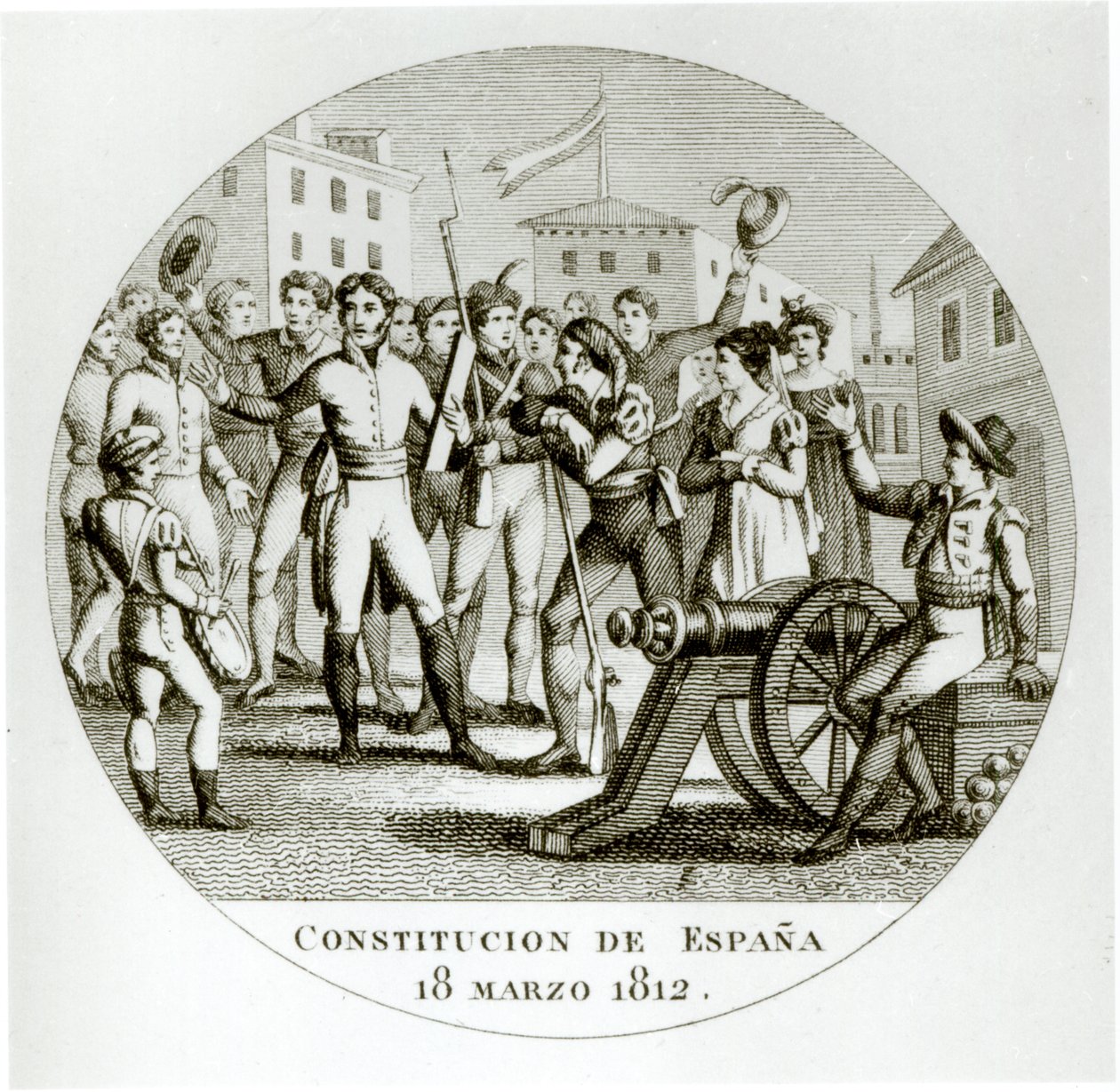 Proclamazione della Costituzione Liberale del 18 marzo 1812, dai patrioti, promulgata a Cadice dalle Cortes da Spanish School