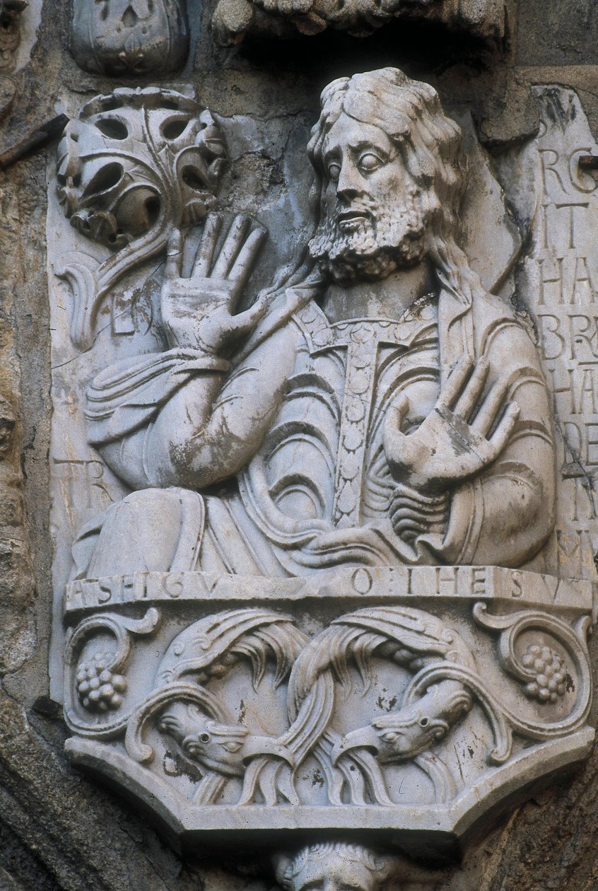 Rappresentazione del profeta Abramo, bassorilievo della facciata degli orafi (platerias) da Spanish School