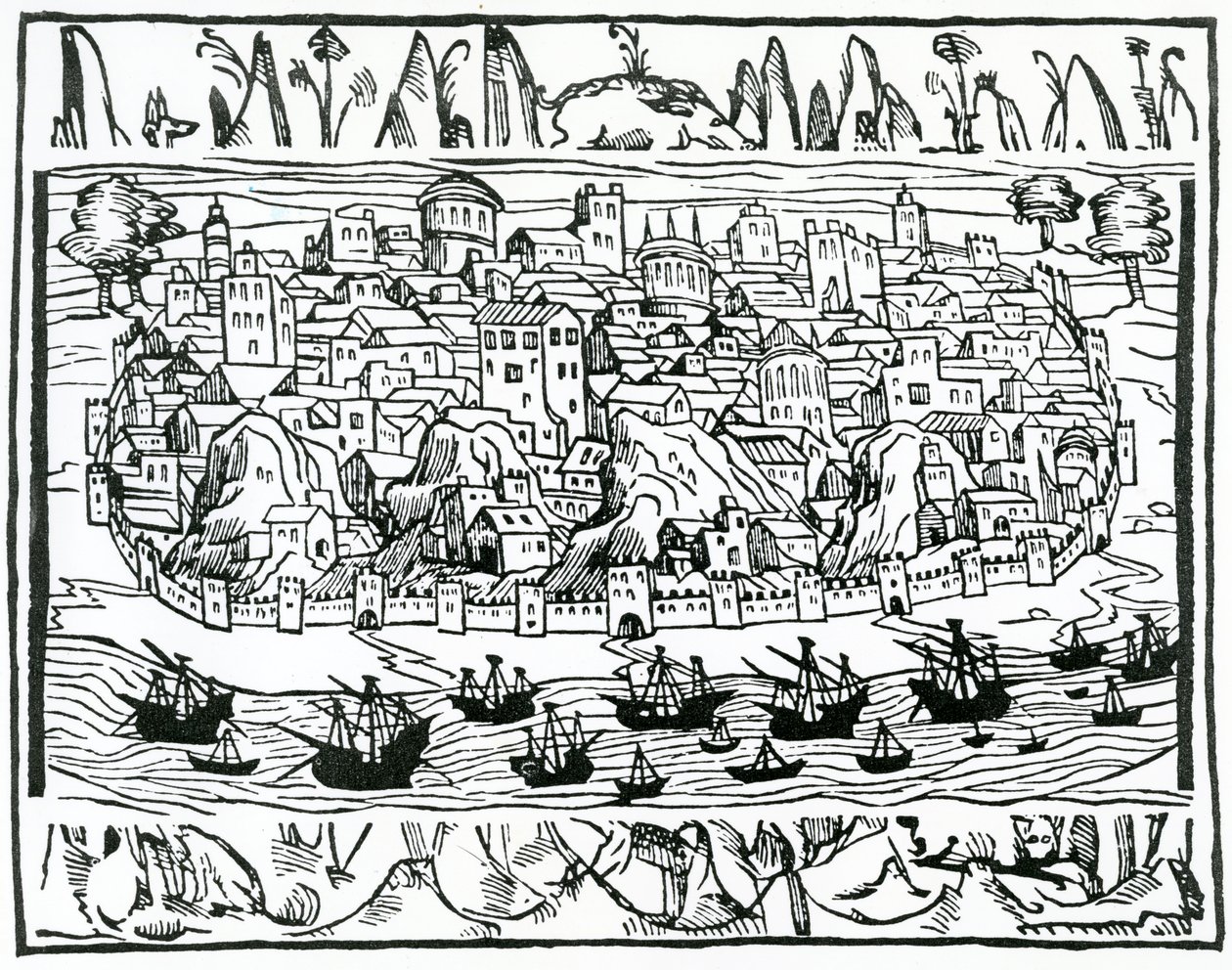 Veduta di Lisbona dal Libro de Grandezas y cosas Memoralder de Espana di Pedro Medina, 1548 da Spanish School