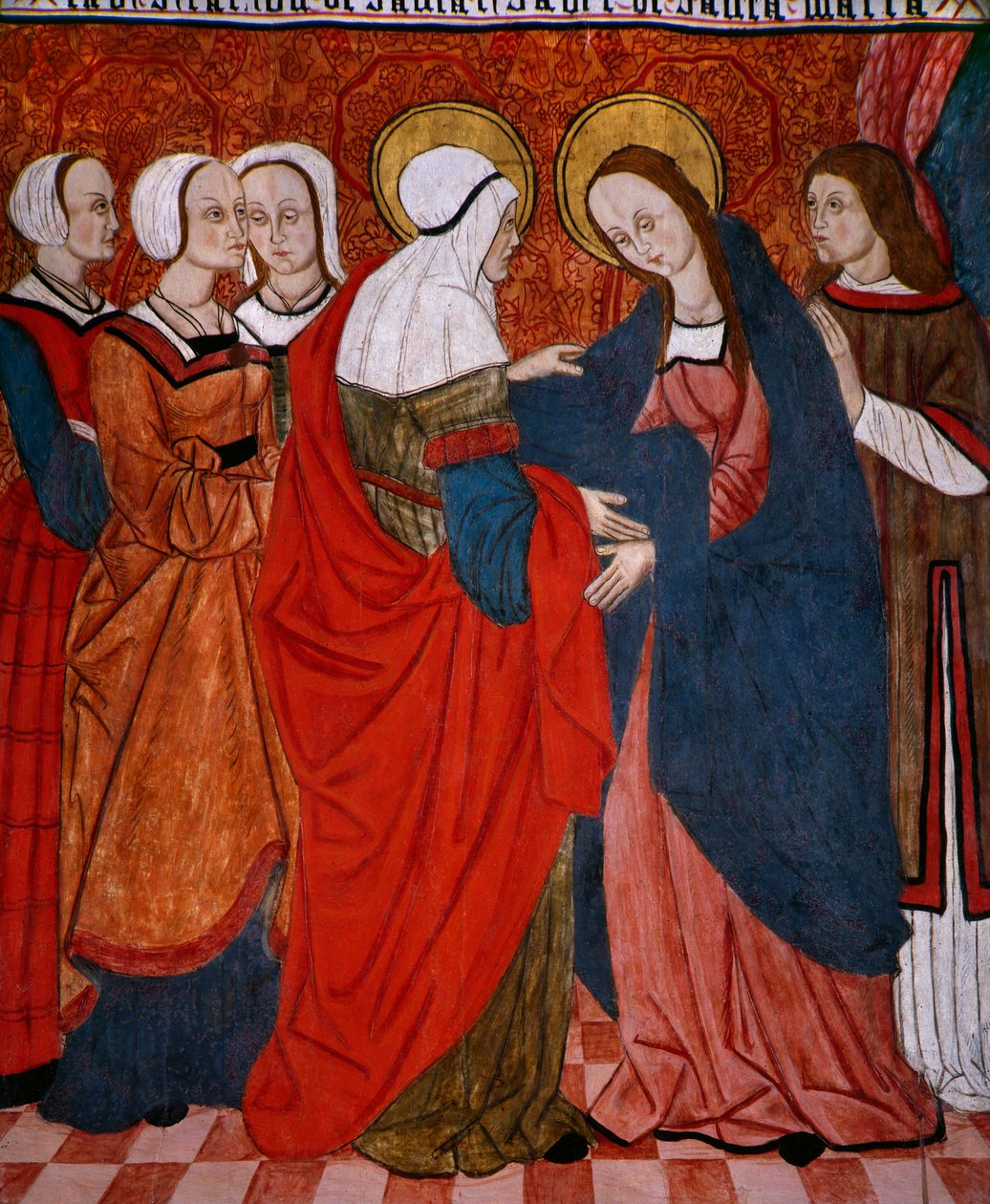 Visitazione, pannello dalla Chiesa di San Andres di Tortura, fine 15° secolo-inizio 16° secolo da Spanish School