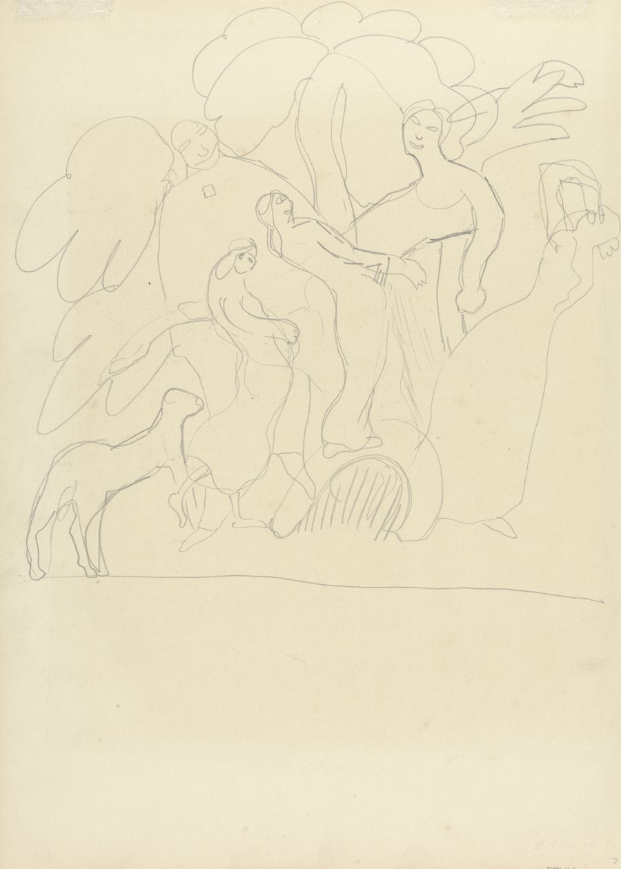 Studio di adoratori e ballerini con vitello, per la Grotta del Vitello d
