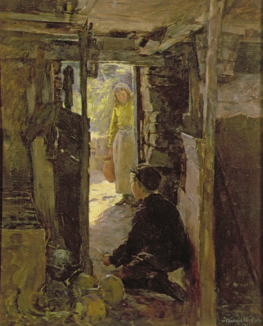 Alla porta del cottage da Stanhope Alexander Forbes